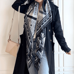 Silk Square Scarf Twill Printed Large Shawl Wrap Sunscreen Cape