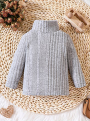 Baby Girls Ribbed Knit Sweater High Stretch Stand Collar All-match Clothes