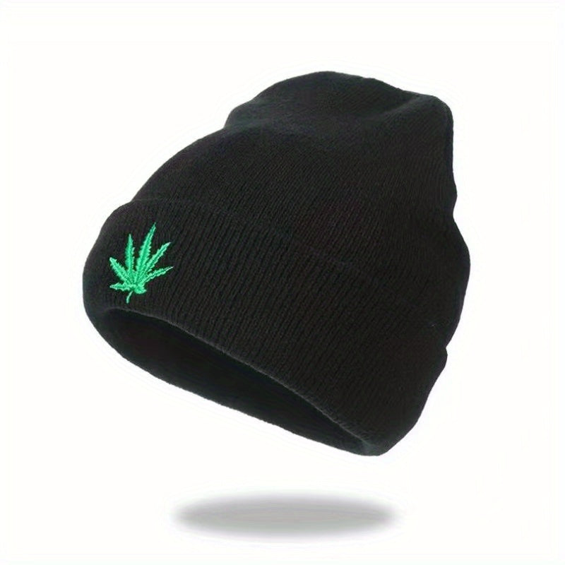 Leaf Embroidery Knitted Hat Hip Hop Sports Cap For Men Women Teens