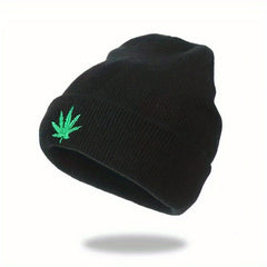 Leaf Embroidery Knitted Hat Hip Hop Sports Cap For Men Women Teens