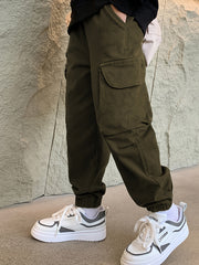 Boys Elastic Waist Cargo Jogger Pants with Pocket