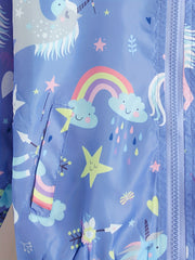 Girls' Unicorn Rainbow Print Hooded Jacket Spring Autumn Kids