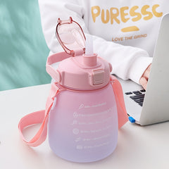 1300ml Motivational Water Bottle with Time Marker & Strap