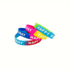 4pcs Colorful Happy Birthday Blessing Sports Wristband