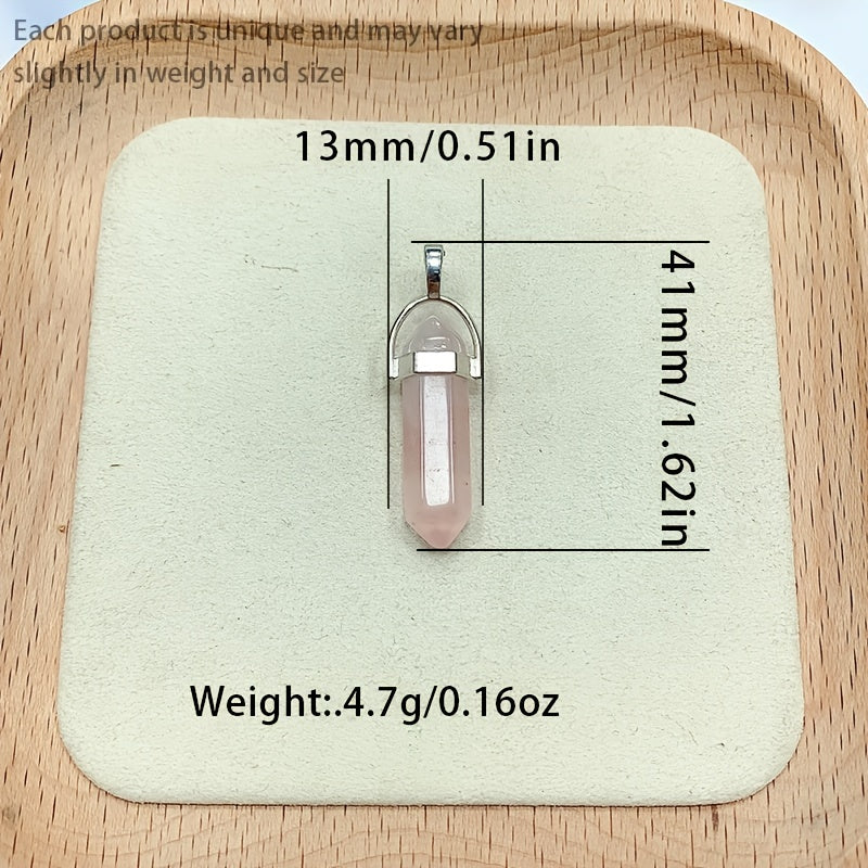 Crystal Tower Pendant Natural Quartz Point Wand Charm Obelisk 41mm