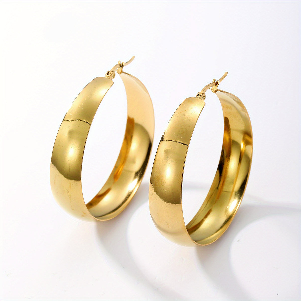 Chunky Hoop Earrings Minimalist Style Stainless Steel 18K Plated