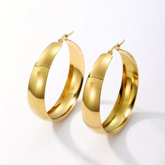 Chunky Hoop Earrings Minimalist Style Stainless Steel 18K Plated