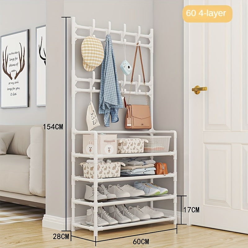 Multifunctional Coat Rack Bathroom Shelves Shoe Storage Coat Hooks