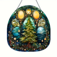 Christmas Tree Family Window Decoration Wall Hanging Retro