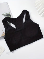 Racerback Zip Sports Bra Breathable Workout Tank Bra