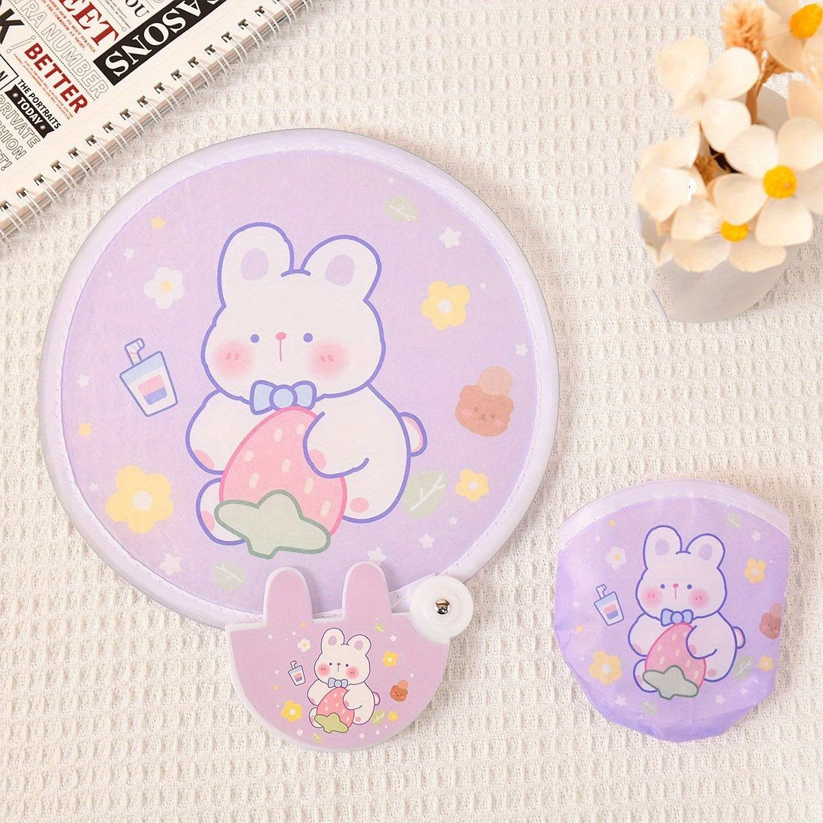 Mini Cloth Folding Fan Cartoon Portable Pattern For Kids