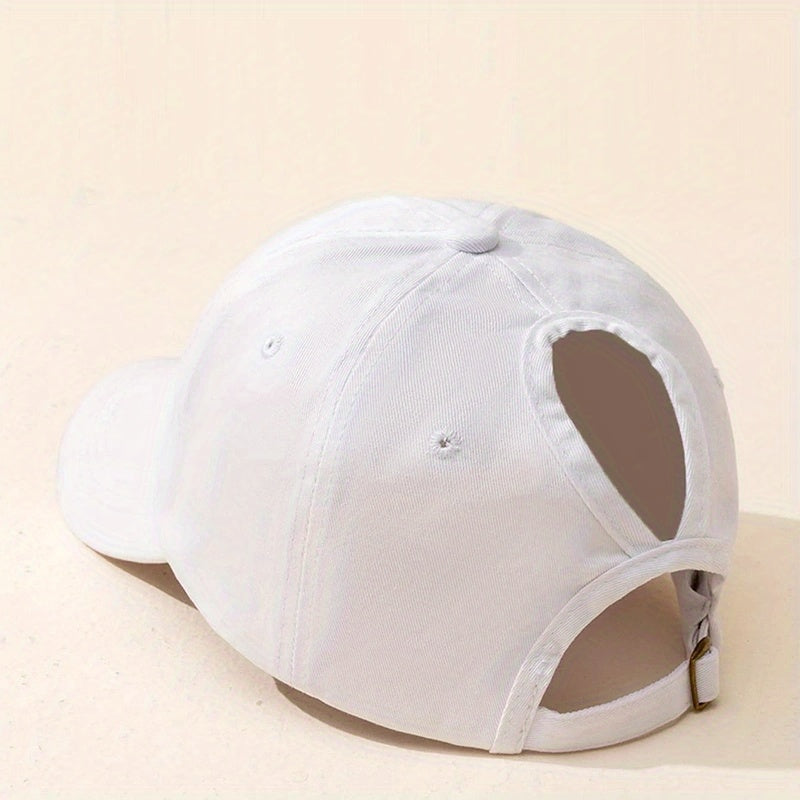 Ponytail Washed Baseball Cap Solid Sun Hat Dad Hat