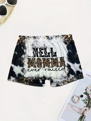  Western Style Shorts Women's Art Letter Print Tie Dye High Rise