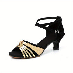 Women's Latin Dance Heels Cross Strap Ankle Buckle for Comfort & Style