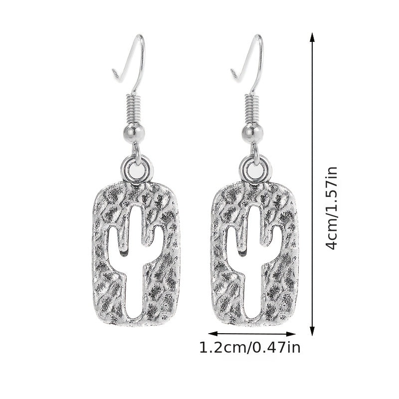 Hollow Cactus Drop Dangle Earrings For Women Girls Ear Jewelry
