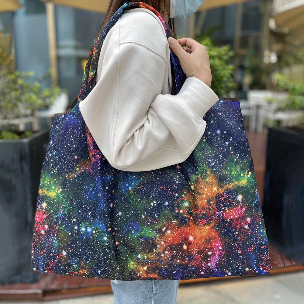 Portable Shopping Bag Macaroon Print Eco-Friendly Tote Women's Shoulder Bag