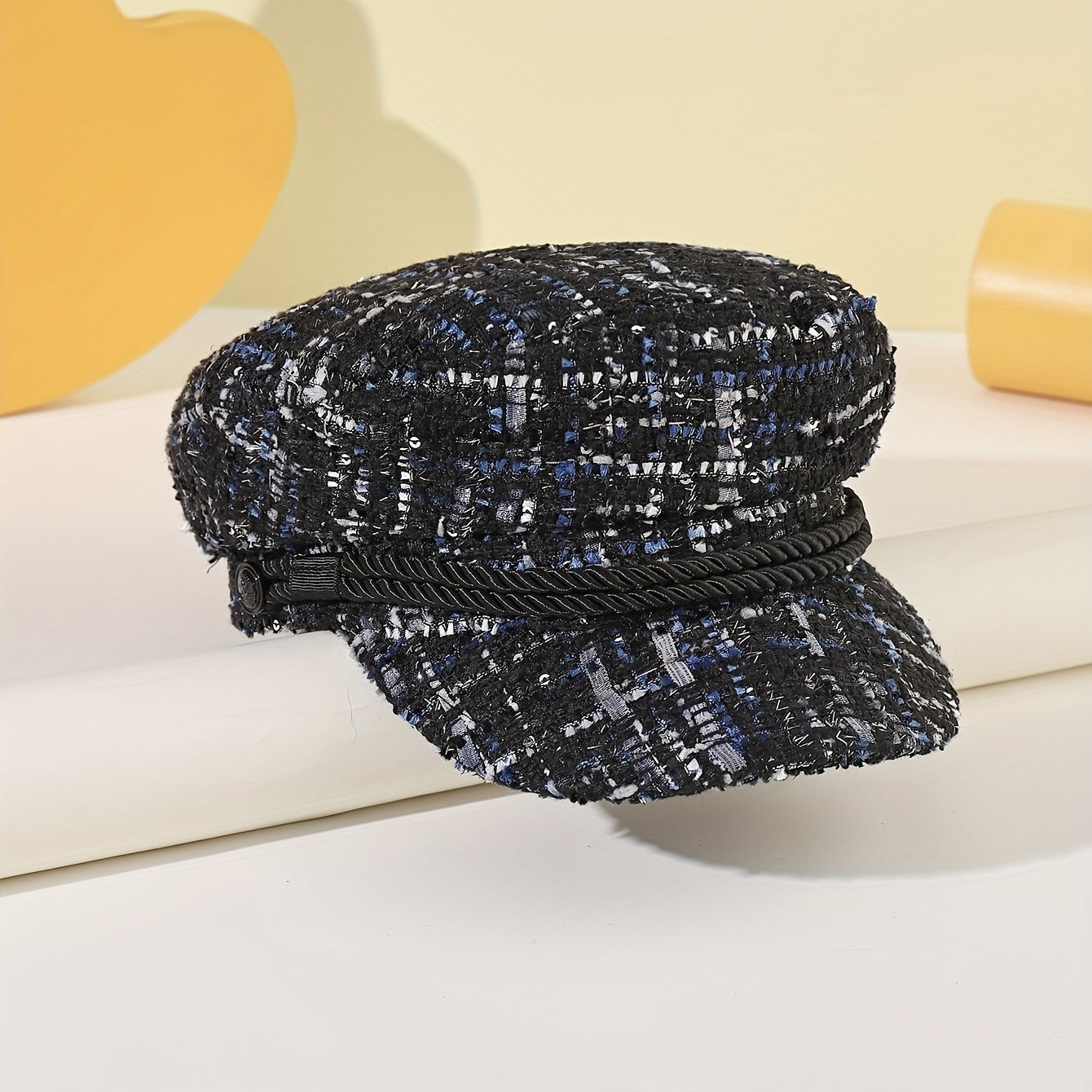 Vintage Chunky Beret Plaid Painter Hat British Style Warm Newsboy Hat