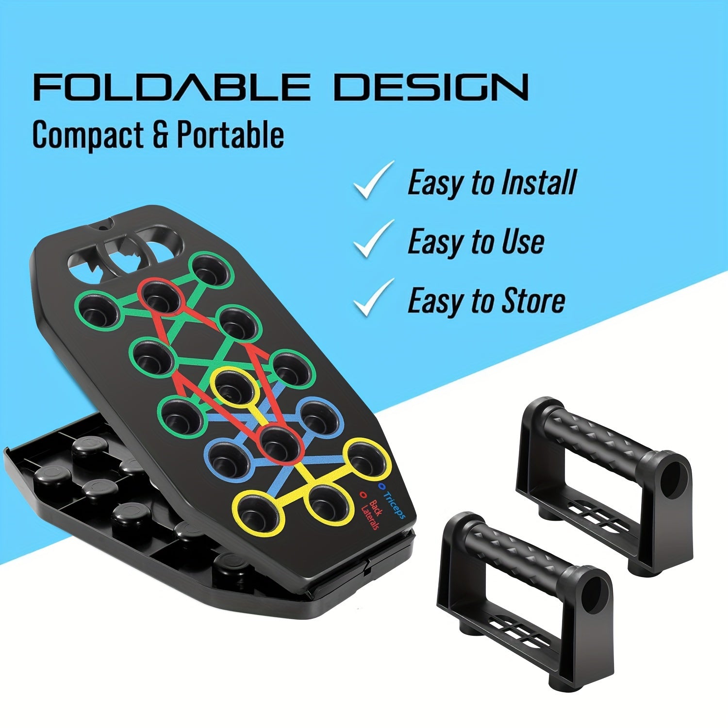 Foldable Push up Board 28 Holes Home Gym Workout
