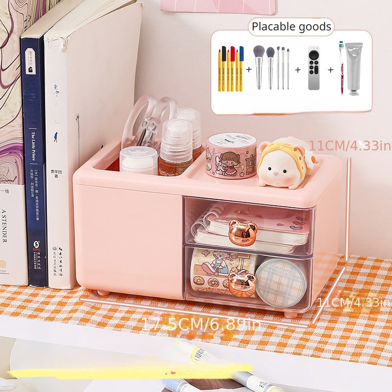 Transparent Pen Holder and Storage Box for Desk Organization