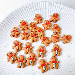 10pcs Christmas Gingerbread Man Resin Ornament DIY Decoration Accessories