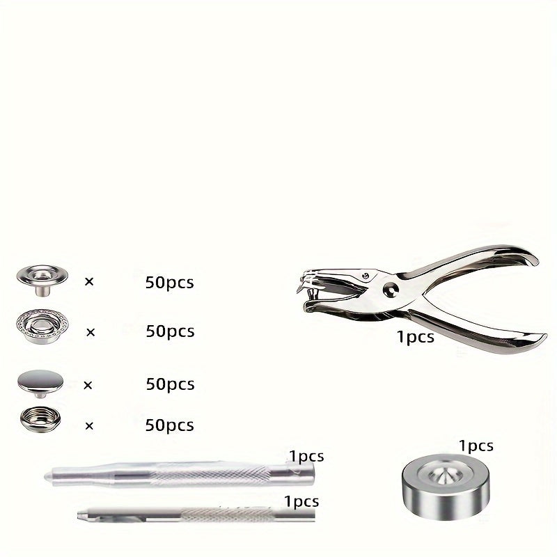 50pcs Stainless Steel Snap Fastener Kit with Pliers - Heavy Duty Snap Button