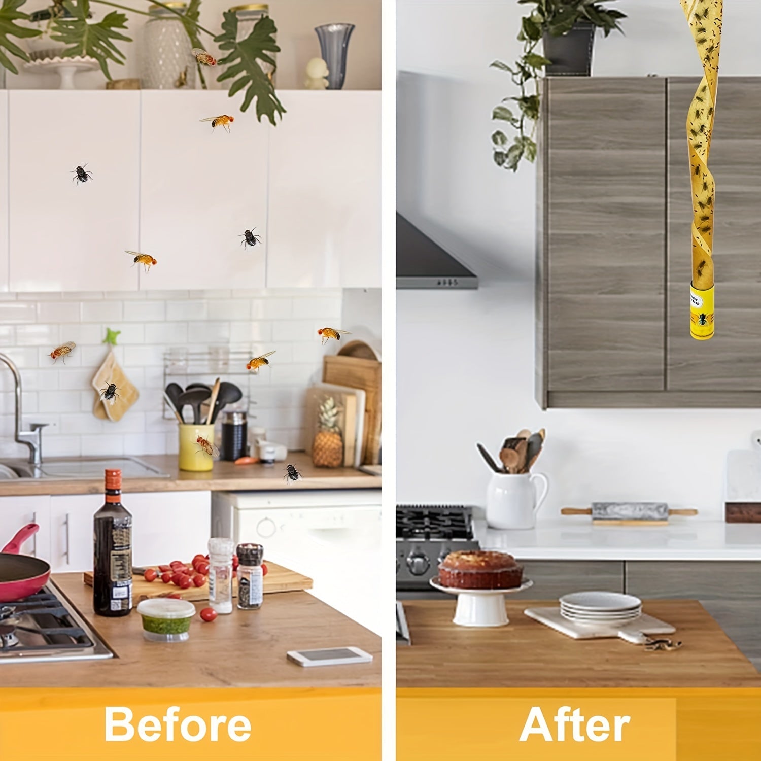 4pcs Indoor Sticky Hanging Fly Paper Strips