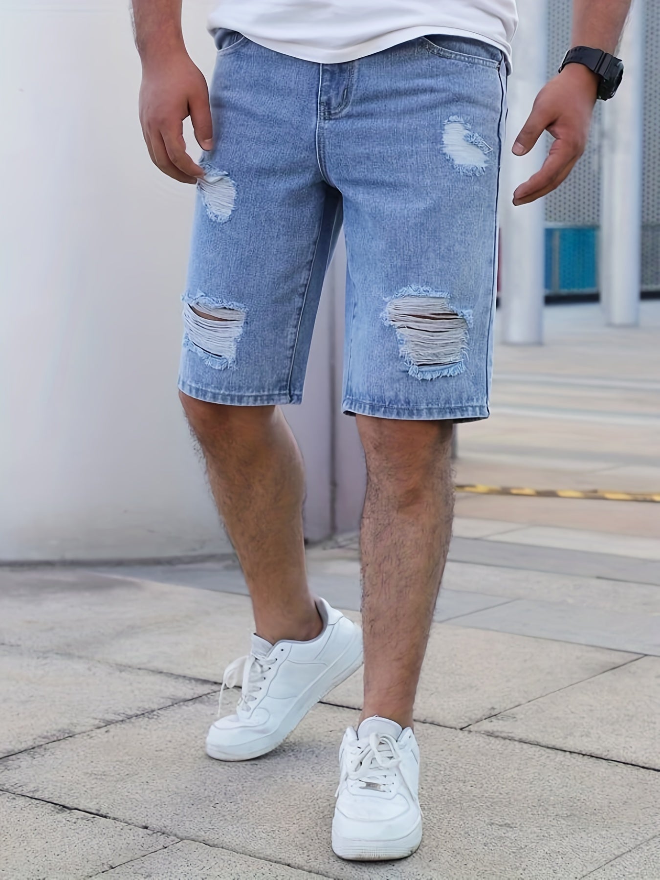 Men's Ripped Denim Shorts for Spring & Summer