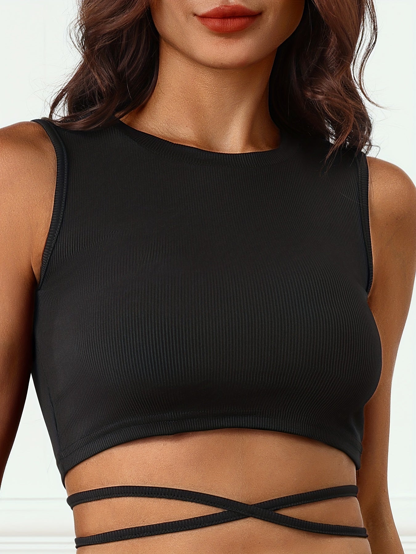 Y2K Lace Up Crop Tank Top Sleeveless Summer Women's Clothing