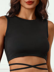Y2K Lace Up Crop Tank Top Sleeveless Summer Women's Clothing