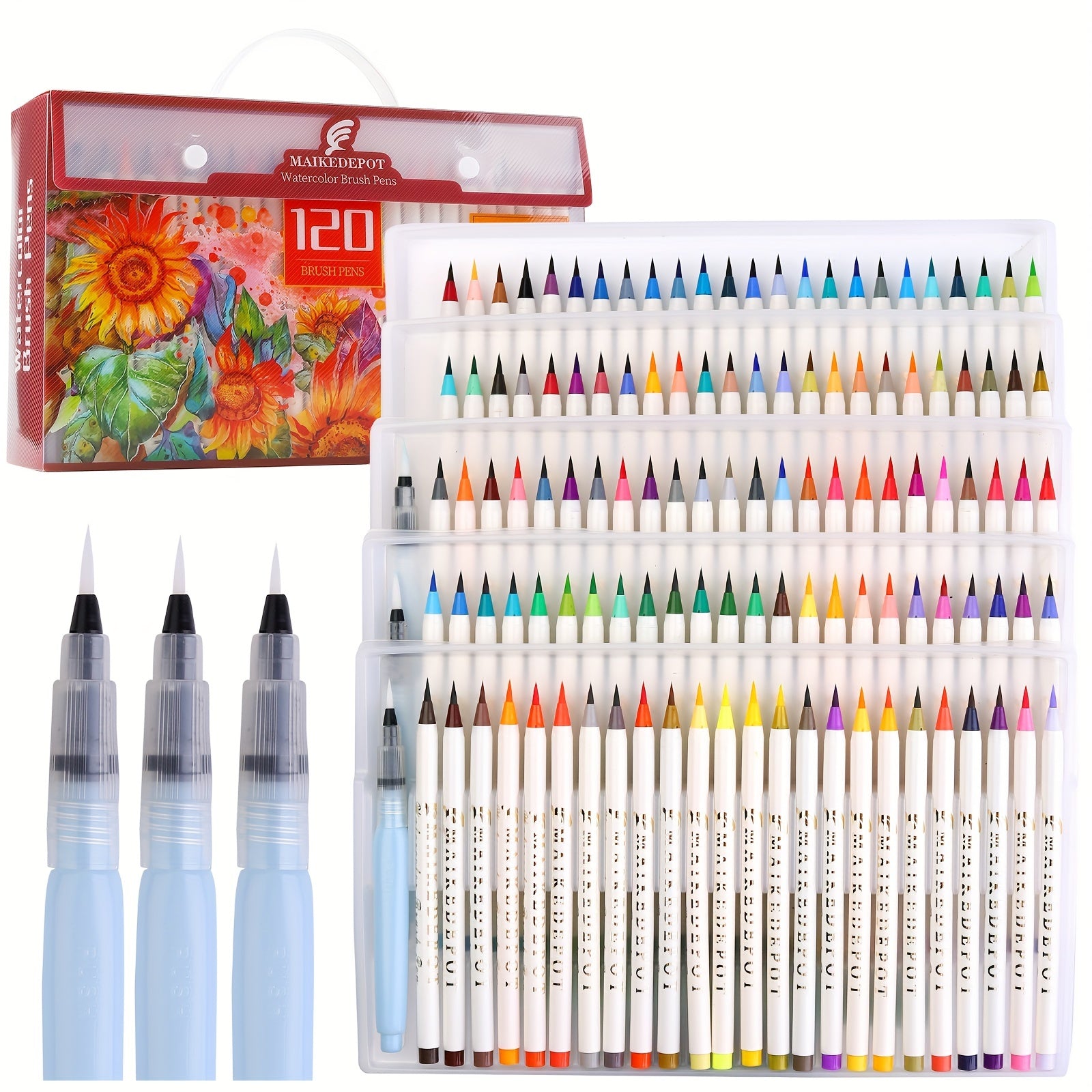 Watercolor Brush Pens Set Real Brush Tips Without Mess