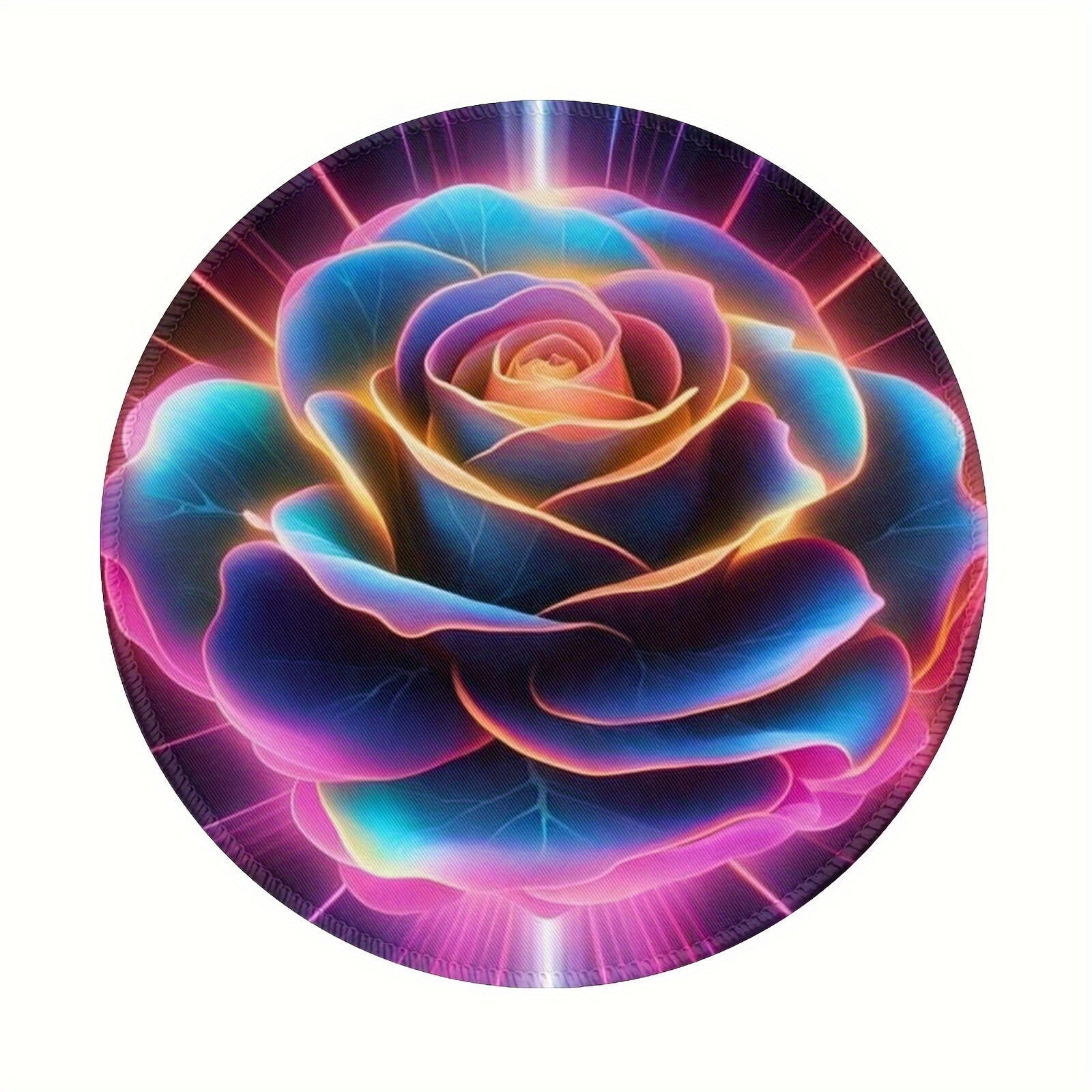Rose Pattern 20x20cm Round Mousepad Home Office Rubber Lock Non slip Mousepad