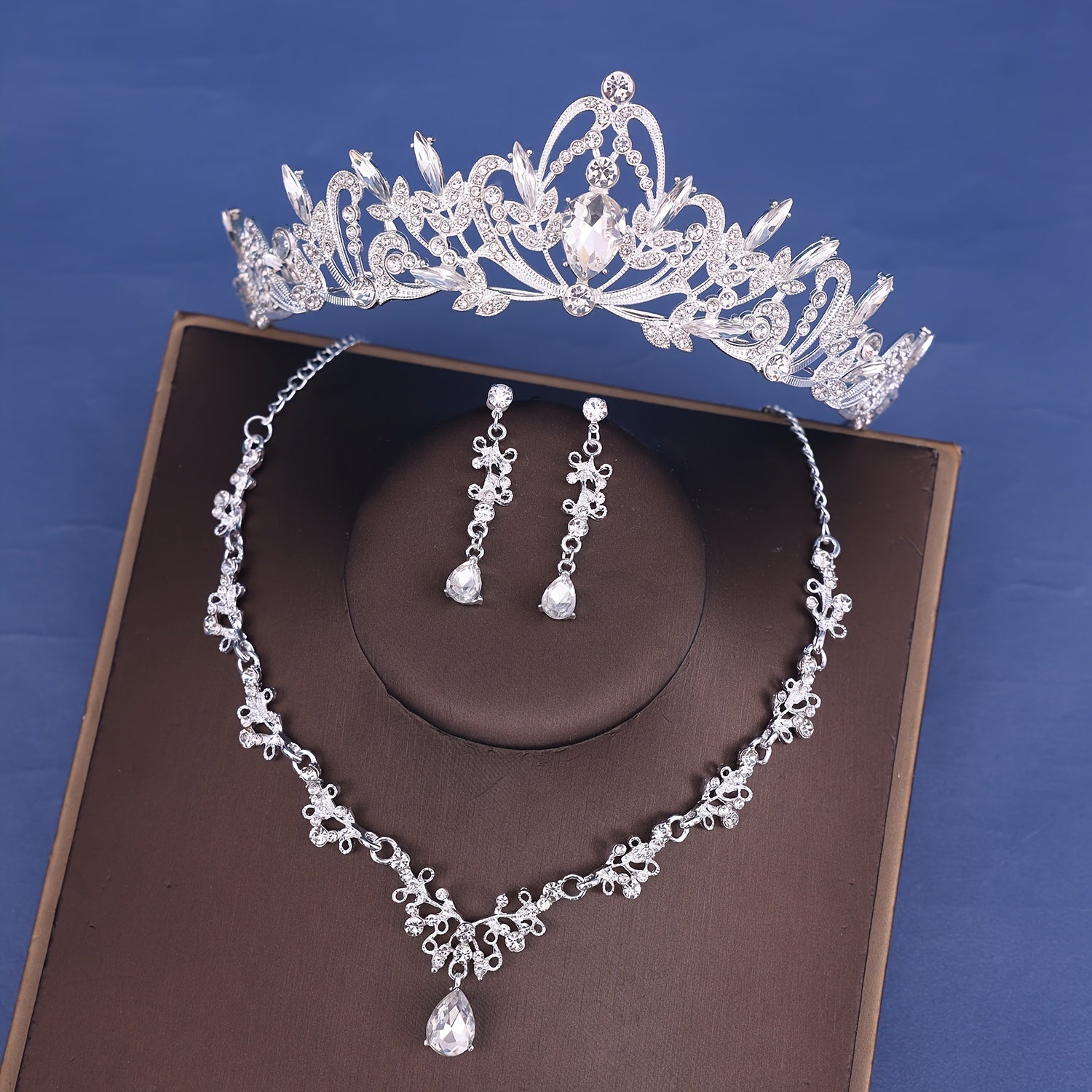 Girl's Crown Necklace Earrings Jewelry Set