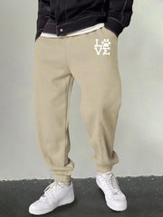 Men's Love & Paw Print Joggers Casual Breathable Sports Pants
