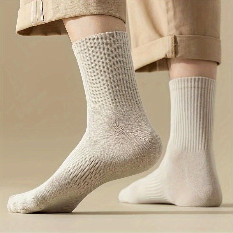 6 Pairs Women's Mid Tube Socks Solid Stockings