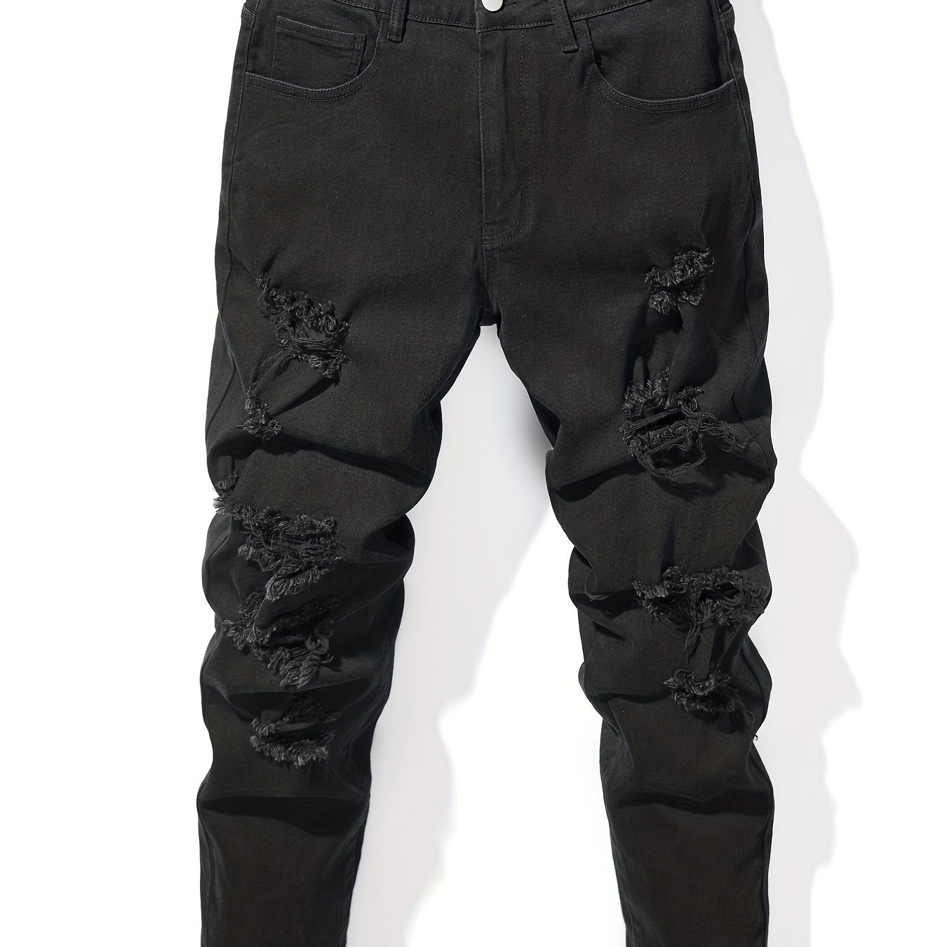 Men's Ripped Slim Fit Denim Jeans With Pockets