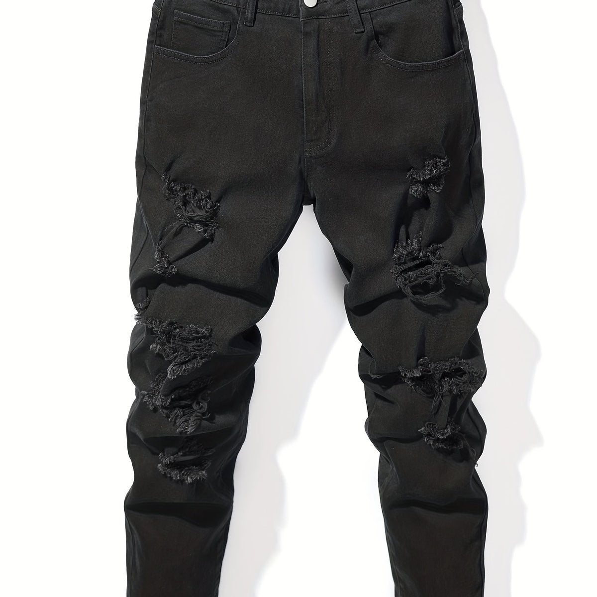 Men's Ripped Slim Fit Denim Jeans With Pockets