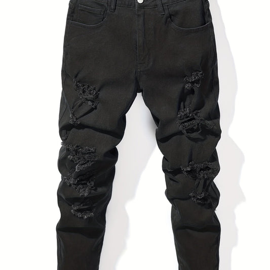 Men's Ripped Slim Fit Denim Jeans With Pockets