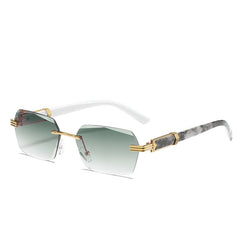 Rectangle Frameless Vintage Rimless Sunglasses for Women Men