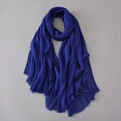Vintage Solid Gauze Scarf Tassel Headwrap Women Turban Hijab