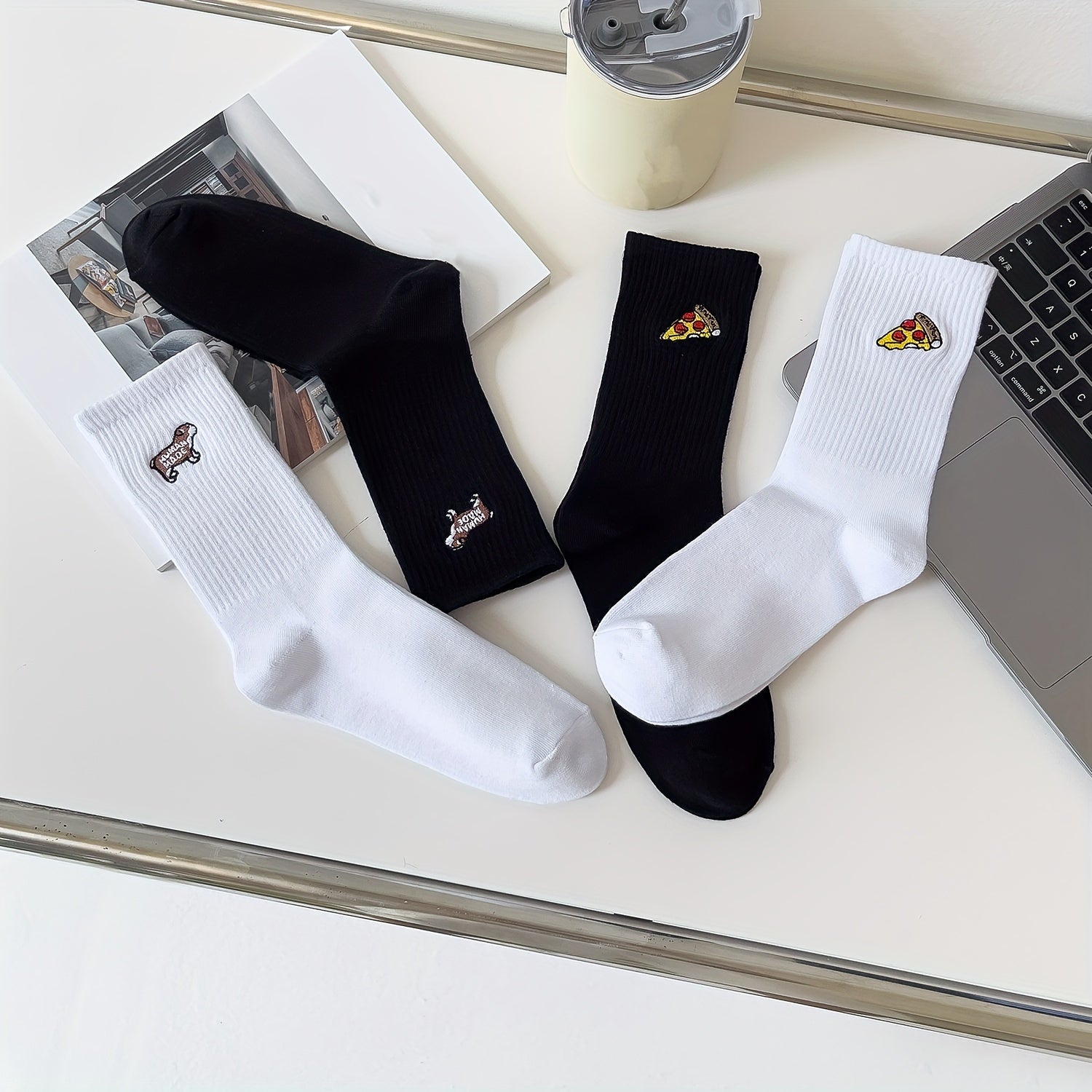 4 Pairs Cartoon Pattern Socks Women's Stockings