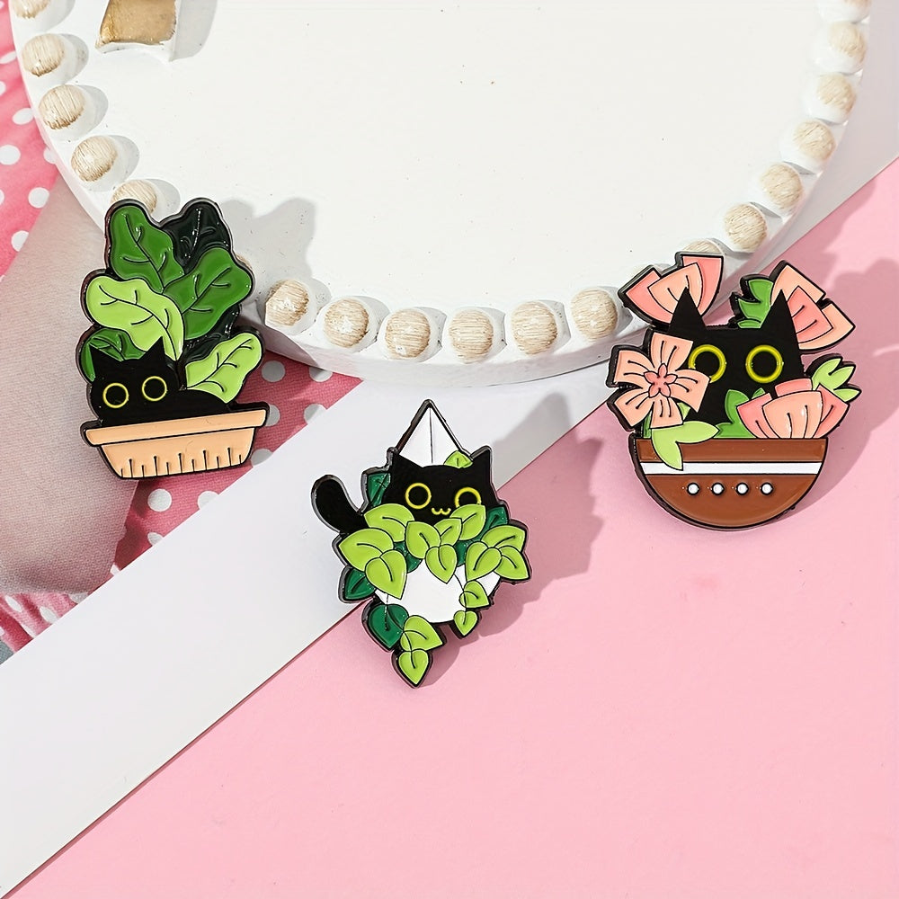 Funny Hiding Cat Enamel Pins Metal Paint Badges For Backpacks Clothing