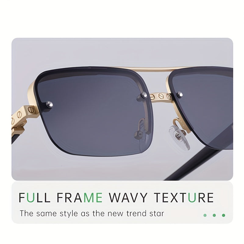 Men's Half Frame Metal Sunglasses UV Protection