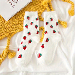 Cozy Fruit Pattern Crew Socks Women's Stockings