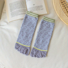 Floral Print Toe Socks 3D Textured Floor Socks