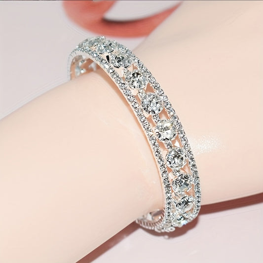 Bridal Rhinestone Full Diamond Winding Open Bracelet