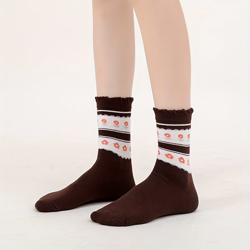 10 Pairs Cartoon Print Socks, Comfy Mid Tube Women's Stockings