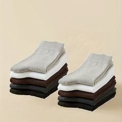 10 Pairs Solid Mid Tube Socks Women's Stockings