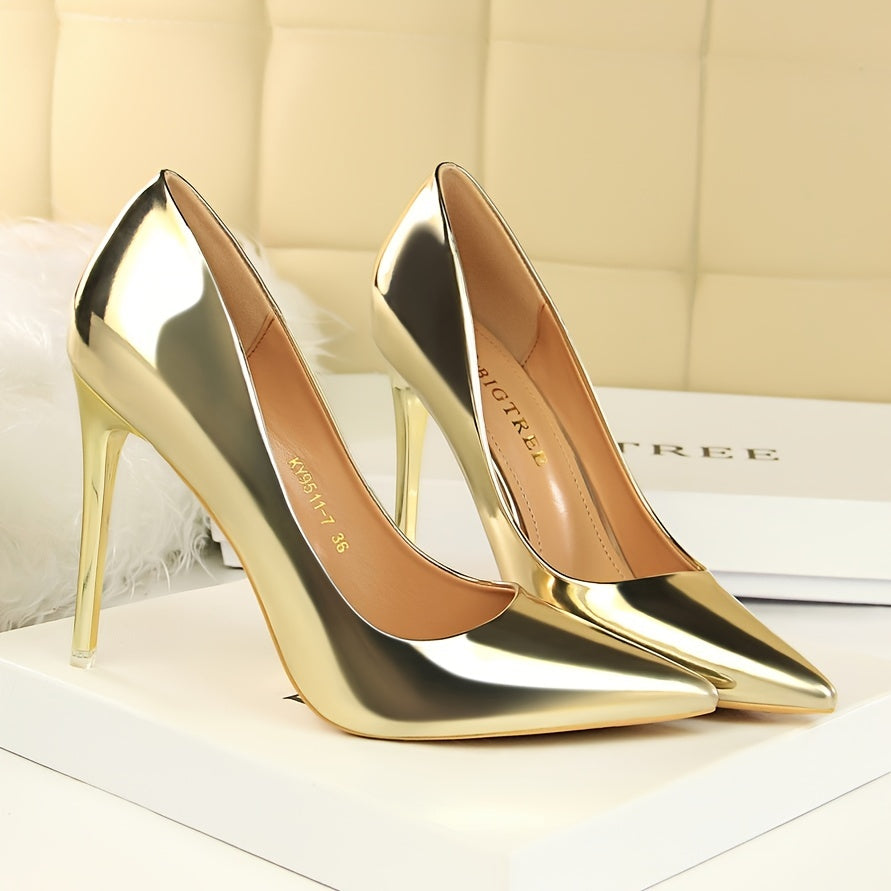 Glitter Stiletto Pumps - Pointed Toe High Heel Shoes