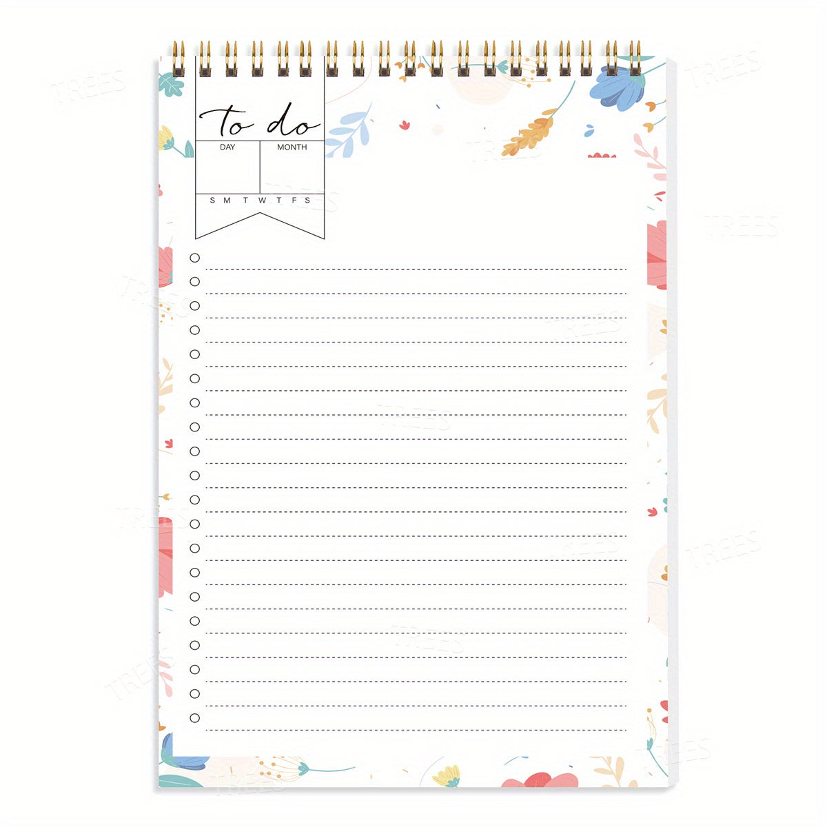 Flower Pattern Daily Planner To Do List Notepad Spiral Organizer