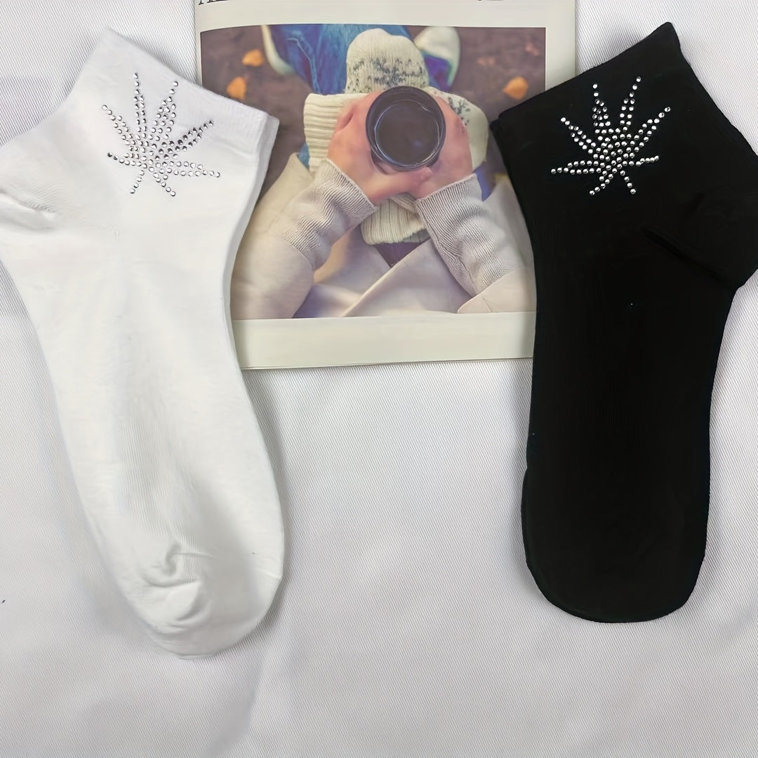 Sparkling Rhinestone Short Socks for Women